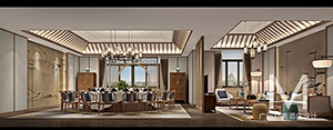 新中式酒店风格餐厅设计效果图