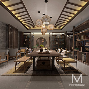 中式度假酒店 棋牌区设计效果图
